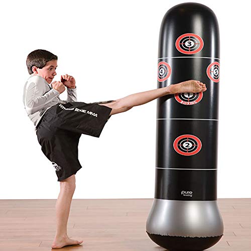 Inflatable Punching Bag, Freestanding Punching Bag, Standing Kickboxing Bag, Heavy Training Bag 63inch Include Air Pump for Adults Kids