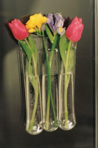 Gadjit Vinyl Window Vase for 3 Blossoms -- Suctions to Windows and Mirrors, Holds 3 Flower Stems and Water, Clear Flexible Vinyl