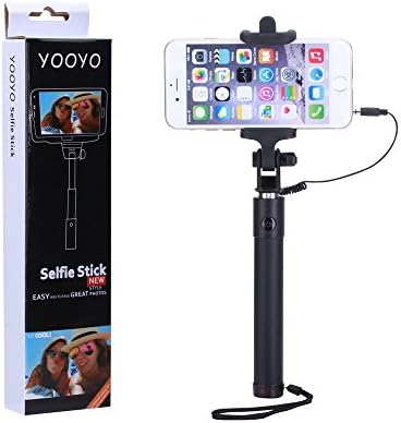 selfie stick monopod, Yooyo™ selfie stick extenable wired (No Battery No Bluetooth) monopod newest version (Black)