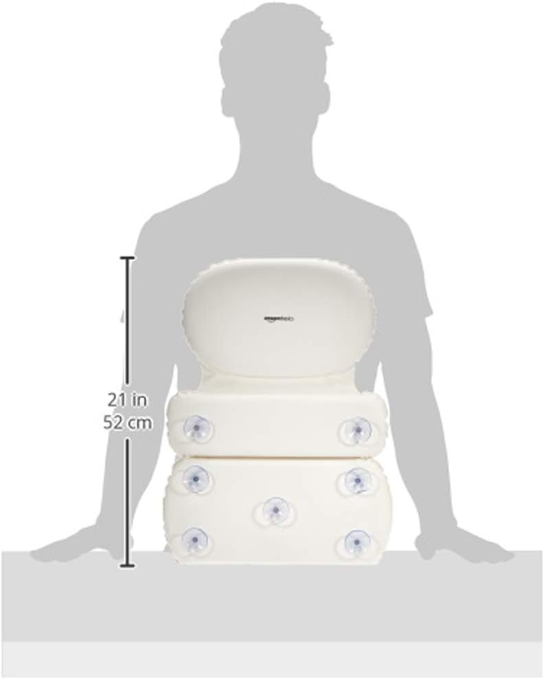 Basics Bath Tub Neck Pillow with Suction Cups, Waterproof, 3 Panel: Home & Kitchen