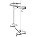 MyGift 63-Inch Victorian Style Black Metal 2-Tier Freestanding Clothing Closet/Garment Hanging Display Rack with Top Cargo Storage Shelves