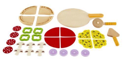 Hape Homemade Wooden Pizza Play Kitchen Food Set and Accessories