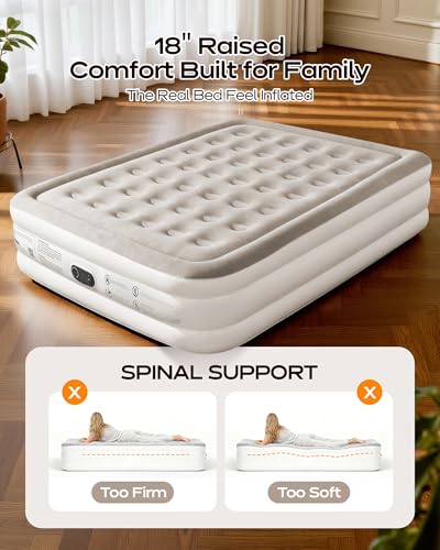 Premium Air Mattress with Built-in Pump – Double Air Bed in 3 Mins Self-Inflation/Deflation, 203x152x46cm, Soft Velvet Surface, Leak-Resistant Technology, for Guests, Travel & Camping