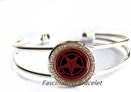 Pentagram Bracelets, Fire Pentagram Bracelet, Pentacle Bracelet, Pentagram jewelry, Occult Satan Wiccan Bracelet, men's Bracelet,AE0127