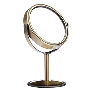 Amazon Brand – Solimo Table-Top Mirror, Round, Gold