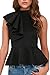 Dearlovers Women Zip Back Solid Blouse Top XX-Large Black