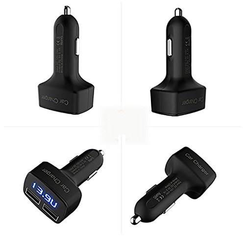 Glumes Car Charger, Fast Charge Metal Dual USB 3.1A Car Adapter LED Display Car Voltage Detector Flush Fit for iPhone X/8/7/6s/Plus, iPad Air 2/mini 3, Galaxy S9/S8/S7 Edge LG V10/V20 (Black) - Thumbnail 7