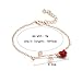 MUZHE Charm 3D Red Rose Flower Bracelet, Romantic Rose Gift for Women, Beauty and The Beast Rose Jewelry, Gardeners Bracelet (Rose Gold Bracelet)