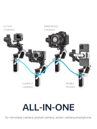 Feiyu SCORP Mini 2 Kit [Official] All-in-1 Stabilizer for Mirrorless Cameras/GoPro/Smartphones, 3-Axis Handheld Gimbal with Carrying Bag, Selfie Light and Extension Bar