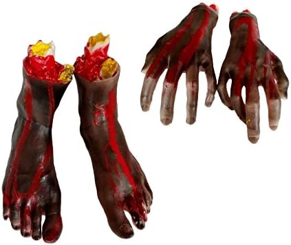 partyclub Fake Zombie Bloody Arm with Foot Body Parts Pack of a Set
