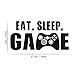 Eat Sleep Game Wall Decal, Video Gamer Boy Wall Sticker, Vinyl Game Décor Wall Stickers Art Design Stickers Wall for Home Playroom Bedroom Game Boys Room (Black, 27.5''L x 14''H)