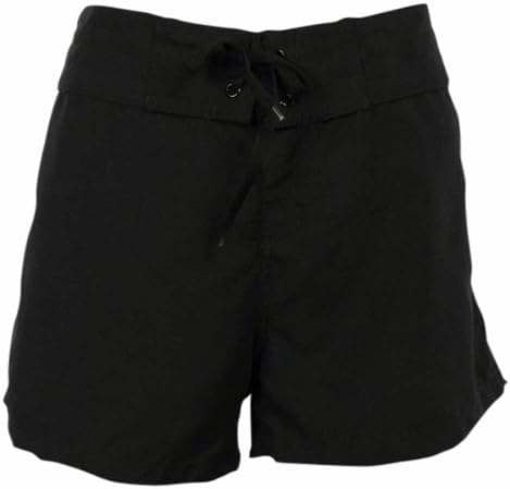 Island Escape Womens Laced-Front Surf Board Short (22W, Black)