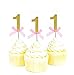 Pack of 36 Glitter Gold and Pink Ribbon Bow-knot 1st Birthday Anniversary Event Party Cake Cupcake Decoration Toppers