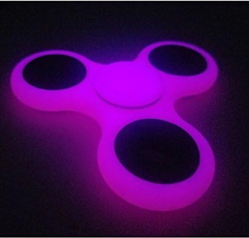 SHINEROLL Fidget Hand Tri-Spinner Hybrid Ceramic Bearing Glow in the Dark for Adults and Children Anxiety and Stress Reliever Excellent for ADD ADHD AND AUTISM (Fluorescent Purple)