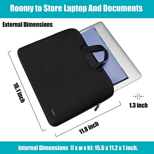 Laptop Sleeve Bag 15.6 Inch, Durable Slim Briefcase Handle Bag & with Two Extra Pockets,Notebook Computer Protective Case for Computer Notebook Ultrabook,Collapsible Carrying Handles (Black) - Thumbnail 6