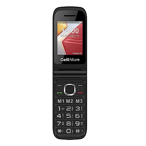 CV Directo CELLALLURE Telefono Celular Flip para Adultos Mayores Bienestar con Boton SOS Resistente Volumen Alto Y Teclas Grandes Camara Fotografica Celulares Basicos Adulto Mayor