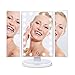 Thomtery Makeup Vanity Mirror - Trifold Lighted Vanity Mirror Portable Travel Cosmetic Mirror Battery Electric Usb Chargeable Magnifying Makeup Mirror with LED Lights (21 LED, White)
