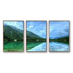 Framed Canvas Wall Art for Living Room, Bedroom Beautiful Nature Norway Landscape Canvas Prints for Modern Home Decoration Ready to Hang - 16"x24"x3 Panels