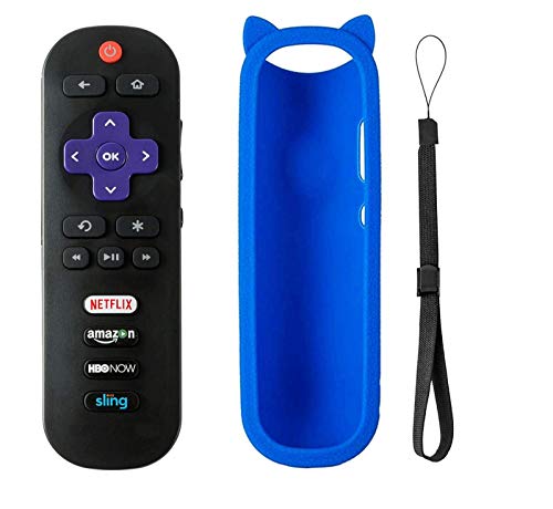 Remote Control Compatible with TCL ROKU TV 55S405 40S3800 50UP120 65S401 32S301 32s305 32S850 32S3700 32S3750 43FP110 43UP120 48FS3700 48FS3750 50FS3850 50UP120 28S3750 32FS3700 32S850 with Blue Case