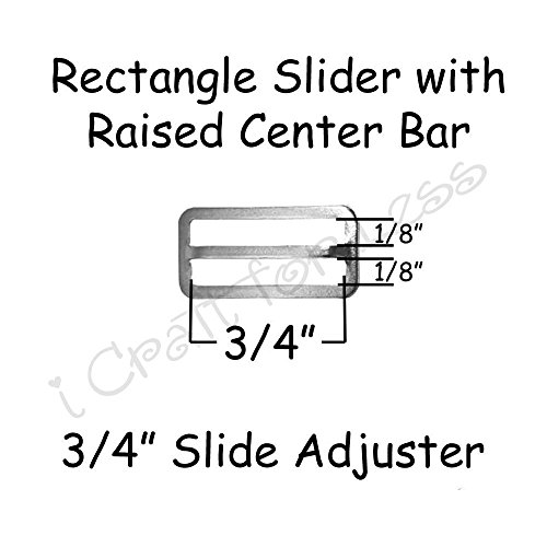 3/4" Bow Tie Slide Adjusters/Tri Glides/Tri Bars for Adjustable Straps - Silver (Qty 50) - Rectangle