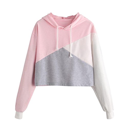 HTHJSCO Womens Girls' Hoodie, Fashion Parttern Long Sleeve Sweatshirt Pullover Blouse Jumper (Pink A, S)