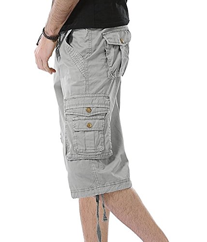 HHGKED Men's Twill Cargo Shorts-Light grey-32 - Thumbnail 4