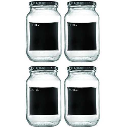 Consol Notes Glass Storage Jars 4pc Set Of 34 Oz Containers With