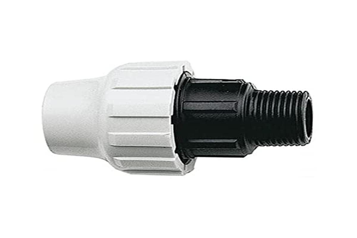 SOMATHERM FOR YOU ///3726-25-20L Conn DRT M20 / 27/25 PE Plast Plastic Straight Screw Connection for D25 pipe-M20 / 27-Outer clamp, White-Space, Male 20/27 (3/4") — image 1