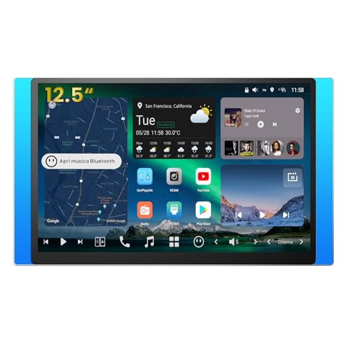[12.5" QLED with Side LEDs] 2 DIN Android Car Radio, AI Agent & AI Vision, Parking Protection, Golden Hour Alert, Supply Guide, 8G+128G, 4G LTE, Audio 7.1.2 CH, HDMI Input, X10G225E