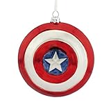 Hallmark Marvel Captain America Shield Blown Glass Christmas Ornament