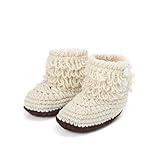 Iuhan® New Baby Girls Crochet Handmade Knit High-top Tall Boots Shoes (Beige)