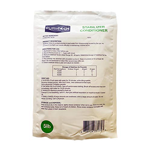 Puri Tech Pool Chemicals 5 lbs Stabilizer Conditioner Cyanuric Acid UV Protection Improves