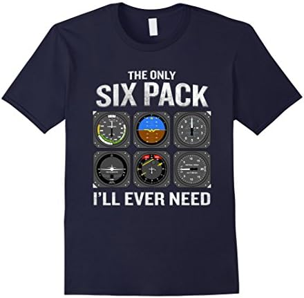 Men's Only Six Pack I'll Need T-Shirt Funny Pilot Quote Cockpit XL Navy