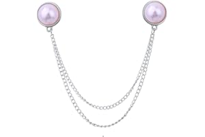 GUAFEIH Mens Pearl Brooch Lapel Pin Badge with Hanging Chains Alloy Metal Tassel Collar Brooches Pin for Career Suit Tie Hat Scarf