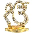 Imagine Mart Sikh Religious Metal Golden Color Sikh Religious Ek Onkar 3D ( 3 cm X 3.5 cm ) Nug Diamond Statue for Car Dashboard | Mandir Murti | Home Decor | Office Table Showpiece (Size - Small)