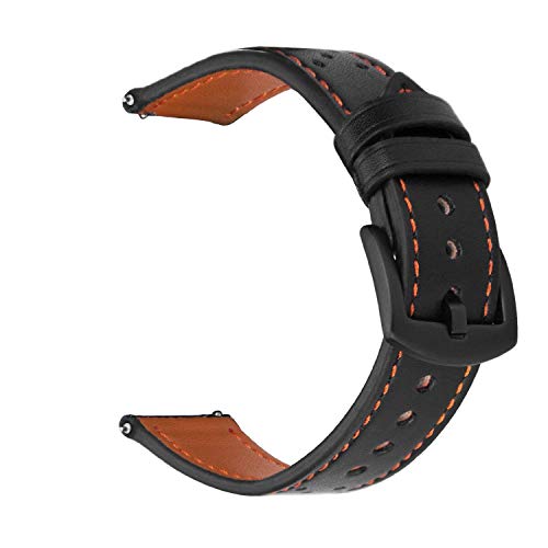 iBazal Gear S3 Watch Band,Gear S3 Frontier/Classic Band, 22mm Genuine Leather Breathable Band Replacement Band for Samsung Galaxy Watch 46mm,Samsung Gear S3 Frontier/Classic SM-R760 - Chic Black