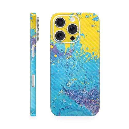 Carbon Fiber Phone Skin Compatible with Apple iPhone 16 Pro - Splatter Wall - P…
