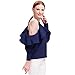 BELLA PHILOSOPHY Women's Chiffon Blouse Shirt With Halter Cami Off Shoulder Ruffles Flounce Long Sleeve Details … (XL, Navy Blue)