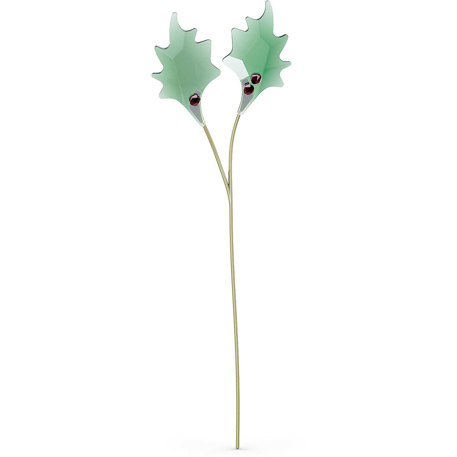 Swarovski Holly Single Flower, Red and Green Crystals with Gold Tone Plating, from the Swarovski Garden Tales Collection