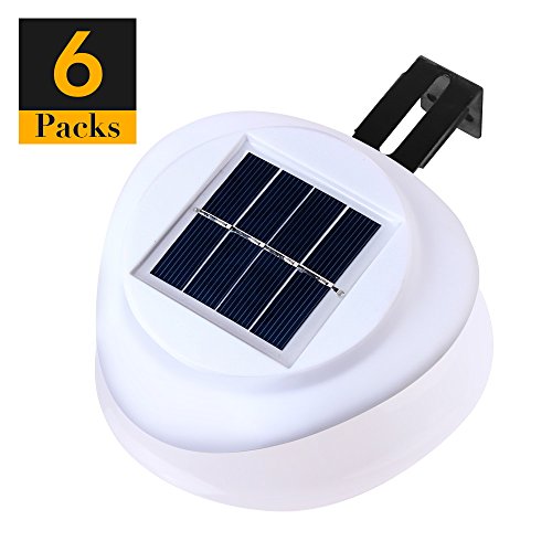 Solar Fence Post Lights ELlight Outdoor Waterproof Wall Mount Decorative Wall Lights, White, 6 Packs