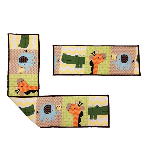 Amomo Crib Bumpers Breathable Baby Bumper Pads 4 Piece for Baby Girl Boy (Green Yellow-Animal)