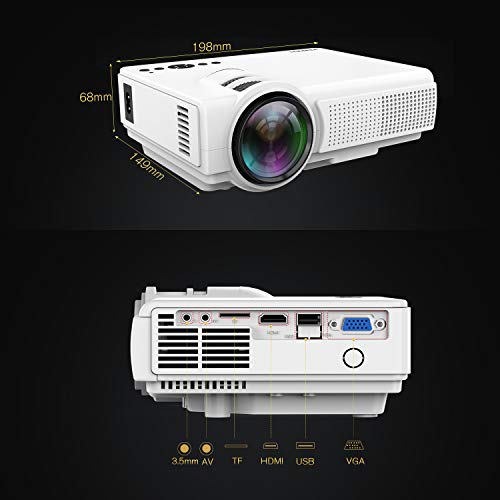 TENKER N5 Mini Projector 2200 Lux Portable Video-Projector, 50,000 Hours Multimedia Home Theater Movie Projector 1080P Support, Compatible with Amazon Fire TV Stick HDMI, VGA, USB, AV, Laptop