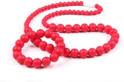 BUNDLE: Silicone Teething Necklace Bracelet in Violet Red and Owl Teether for Baby and Mom, Fashionable and BPA Free (Violet Red)