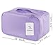 JJ POWER Travel Underwear Organizer Bag, Lightweight Double Layer Large Capacity Cosmetic Bag- Multiple Compartments and Pockets (Purple)