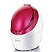Facial Steamer Nano Ionic Hot Steam For Face Personal Sauna Spa Quality Moisturizing Face Sprayer Open Pores Blackheads Removal Clear Mini Home Humidifier with Makeup Mirror (Red)