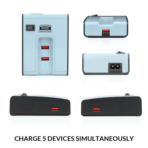 Revive 5-Port USB Desktop Charging Station PowerUP NG5P with Premium 30W High Output, Overload Surge Protection & Travel Sized Design - Works with Apple, Samsung, LG & More Smartphones & Tablets - Thumbnail 4
