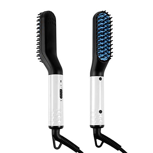 Beard Straightener for Men, Portable Hair Straightener for Men & Women, Hair Styler with Quick Heated Brush, Tame Frizz and Flyaways