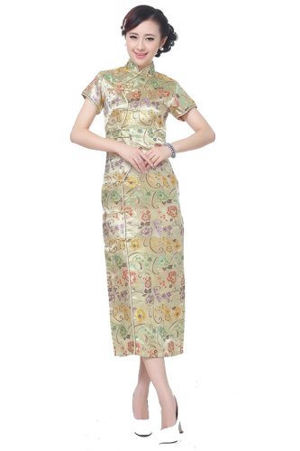 JTC Women's Red Chinese Cheongsam Dress Peacock 1pc