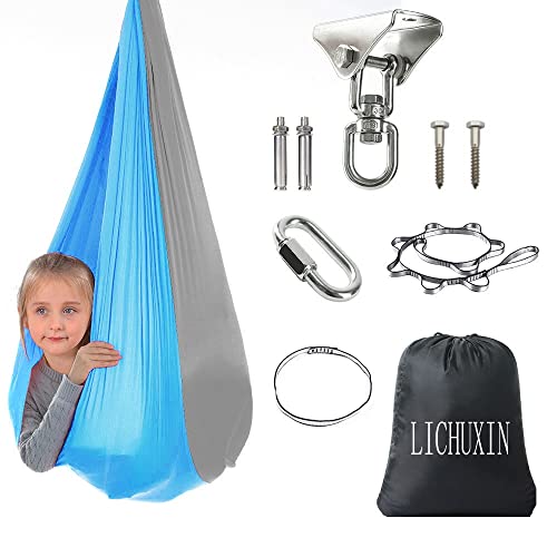 LICHUXIN Doppellagig Therapieschaukel 360° Drehend Sensorische Therapie Schaukeltuch für Kinder mit oder Erwachsene Hängetuch besonderen Bedürfnissen SPD ADHS Indoor draussen Kuschelhängematte