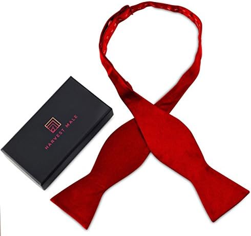Red Self Tie Bow Tie - 100% Silk Jacquard Formal Tuxedo Bow Tie by Harvest Male